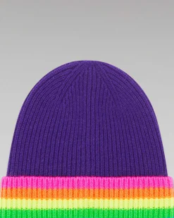 Bonnet A Revers Bandes Multicolore