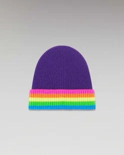 Bonnet A Revers Bandes Multicolore