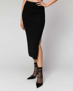 Jupe Mi-Longue A Cotes Fendue