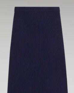 Jupe Mi-Longue A Cotes Fendue