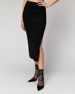 Jupe Mi-Longue A Cotes Fendue