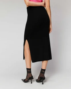 Jupe Mi-Longue A Cotes Fendue