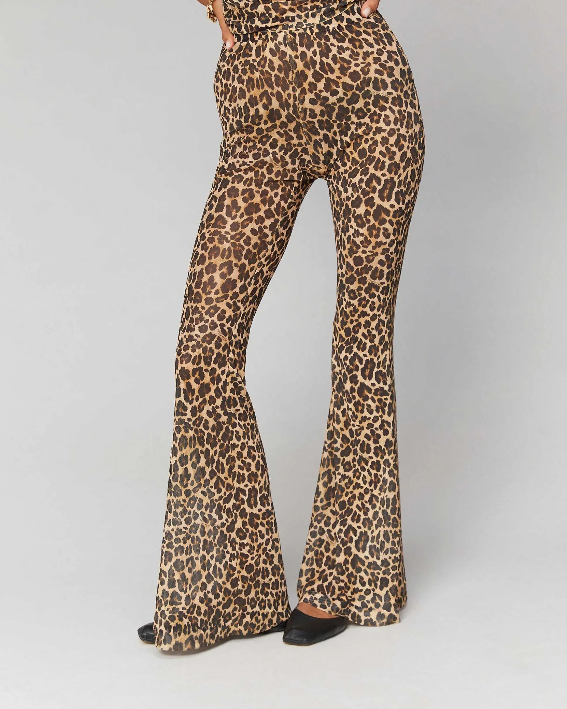 Pantalon Flare Imprime Mesh