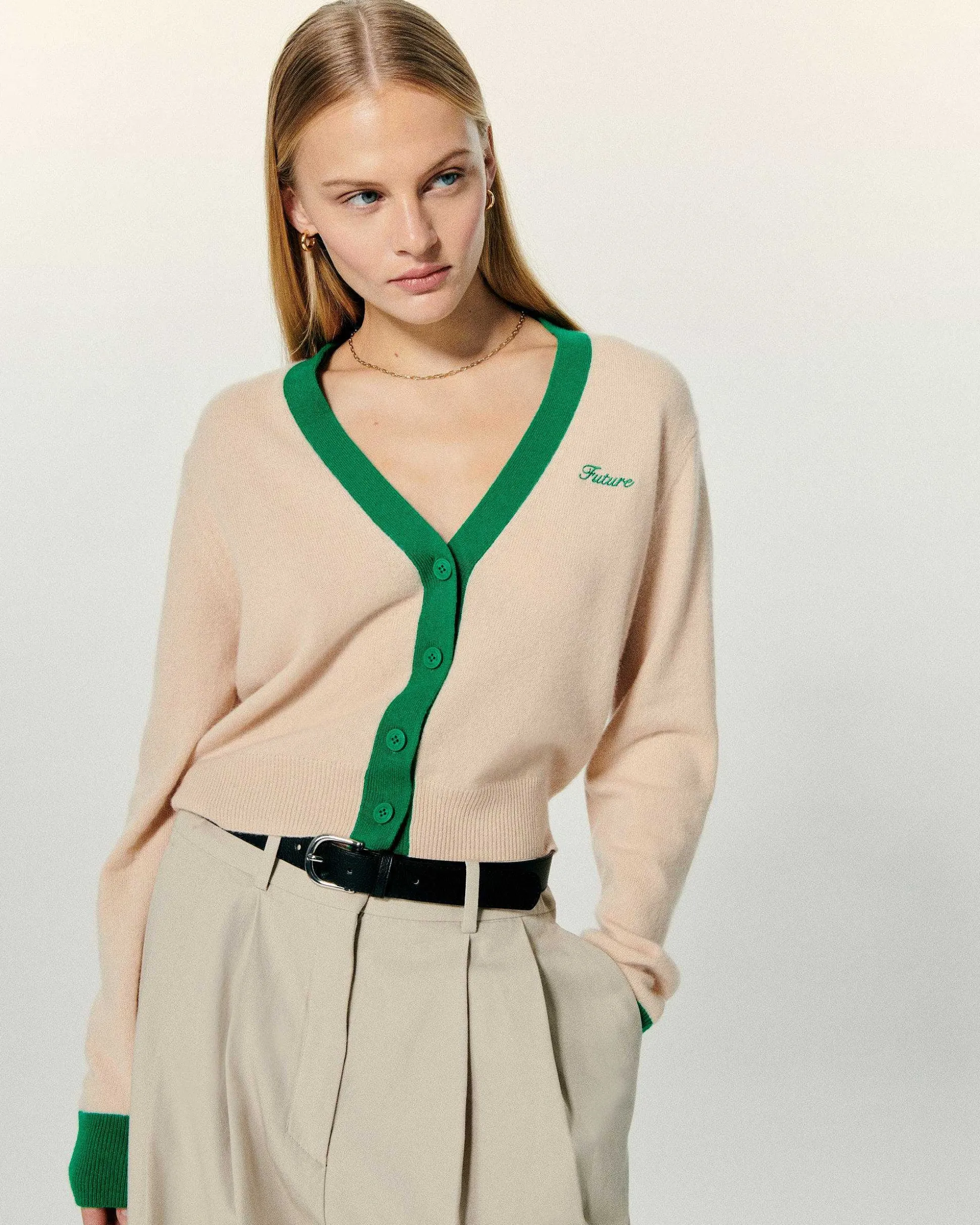 Pull Cardigan Bicolore