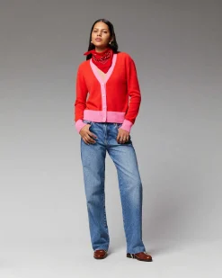 Pull Cardigan Bicolore Leger