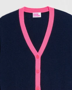 Pull Cardigan Bicolore Leger