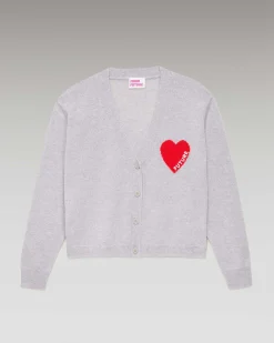 Pull Cardigan Coeur Leger