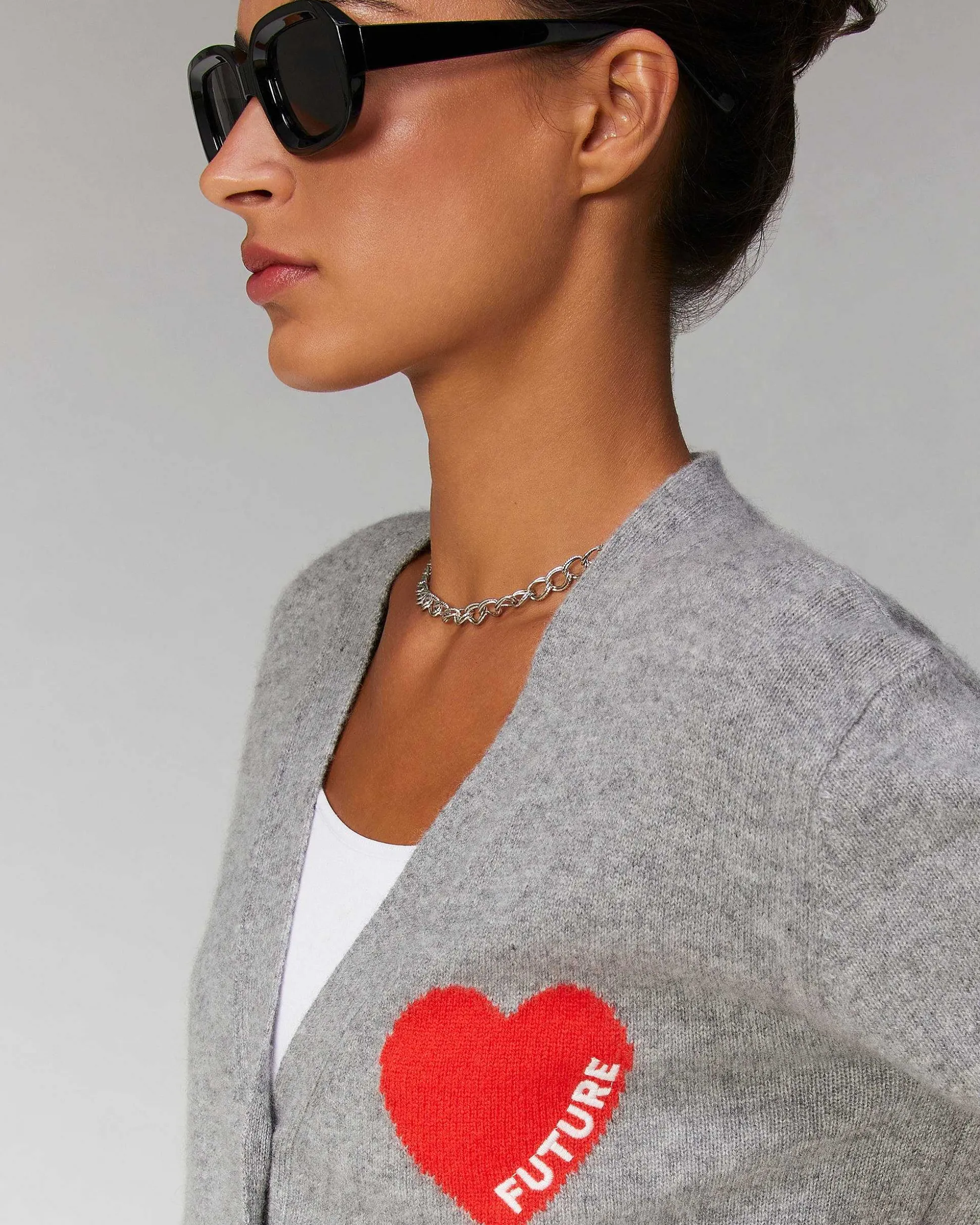 Pull Cardigan Coeur Leger