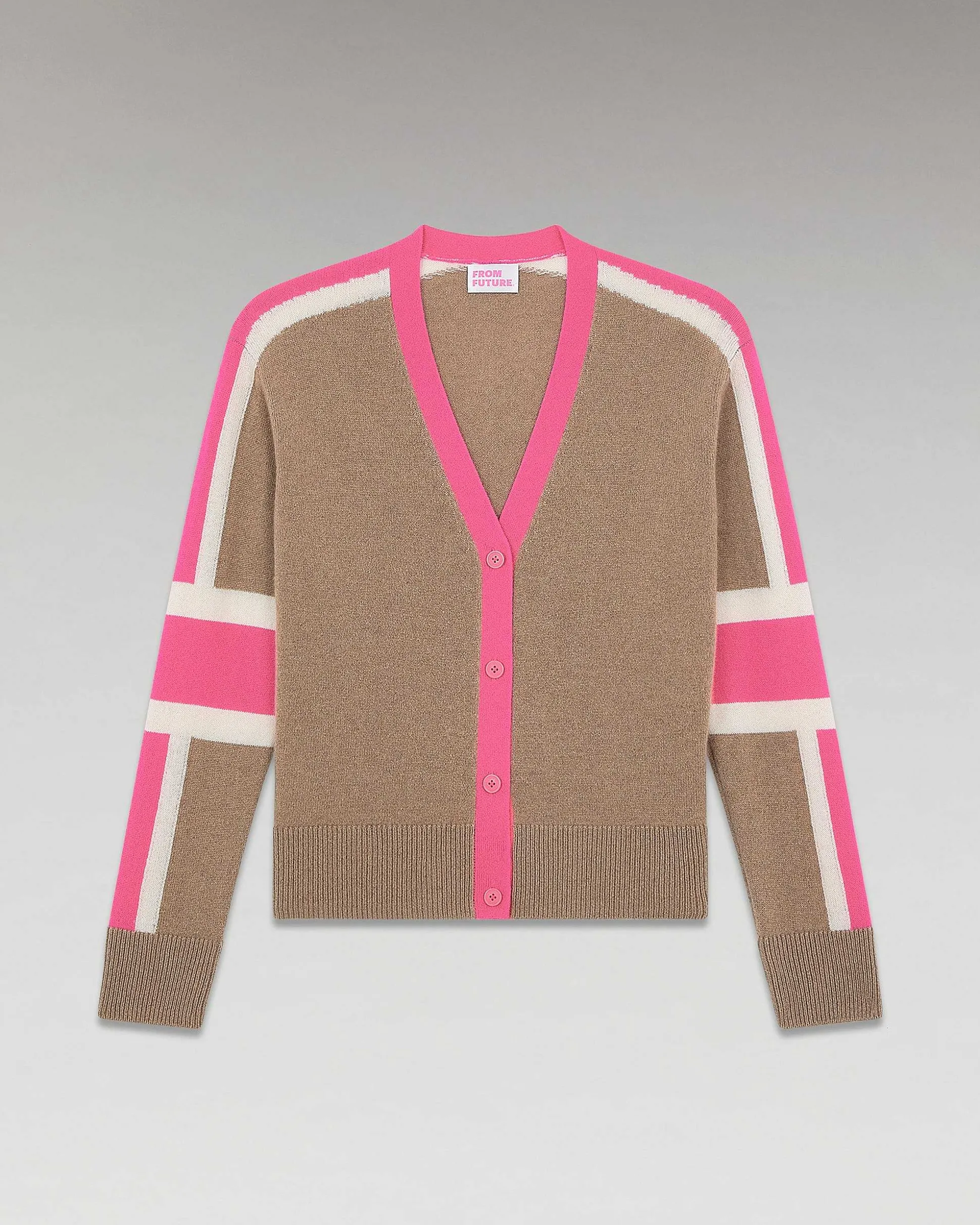 Pull Cardigan Manches Tricolore Leger