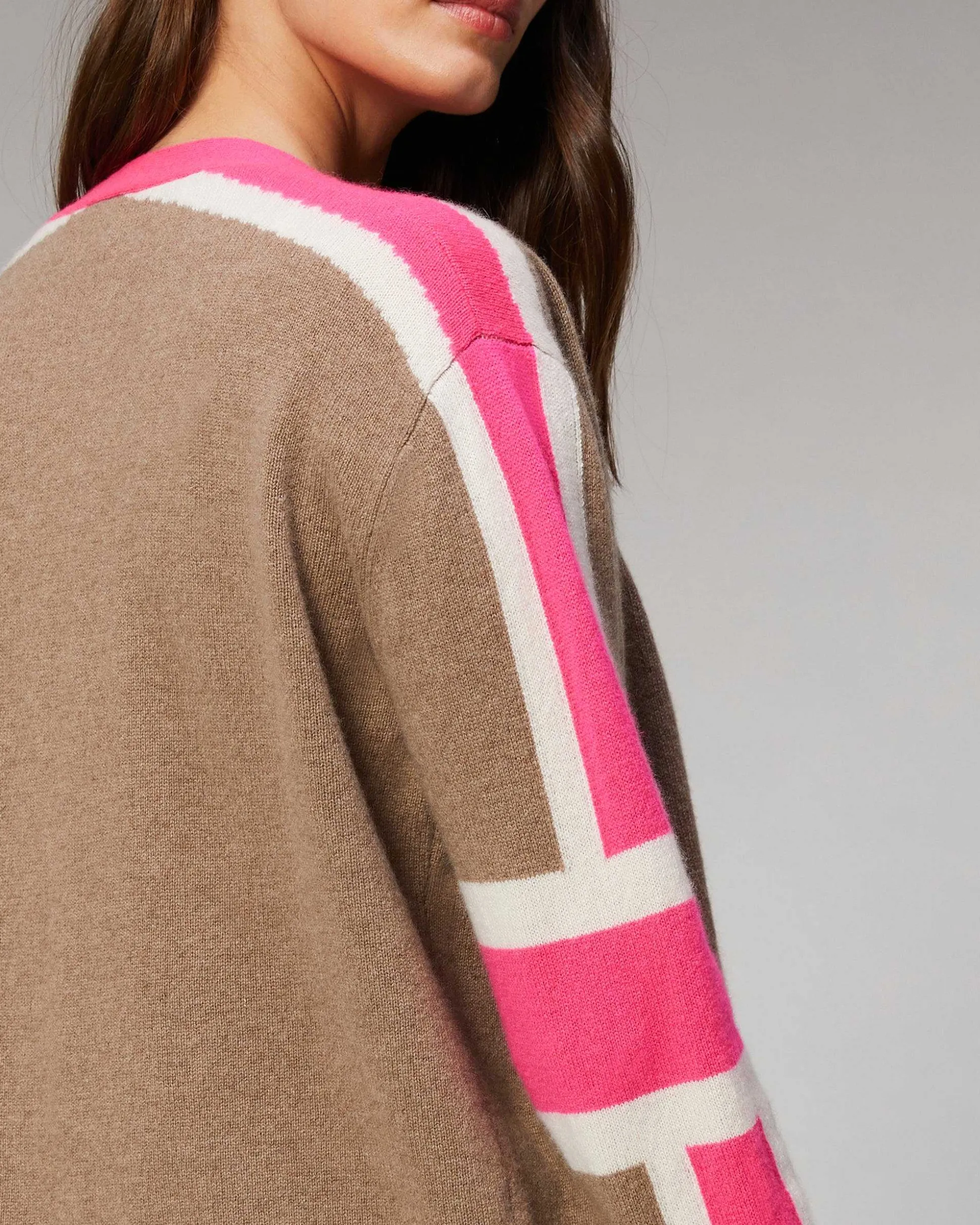 Pull Cardigan Manches Tricolore Leger