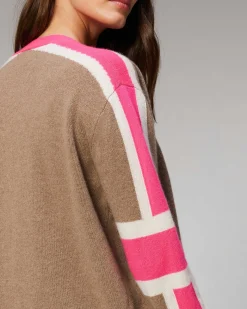 Pull Cardigan Manches Tricolore Leger