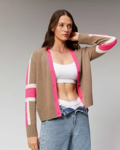 Pull Cardigan Manches Tricolore Leger