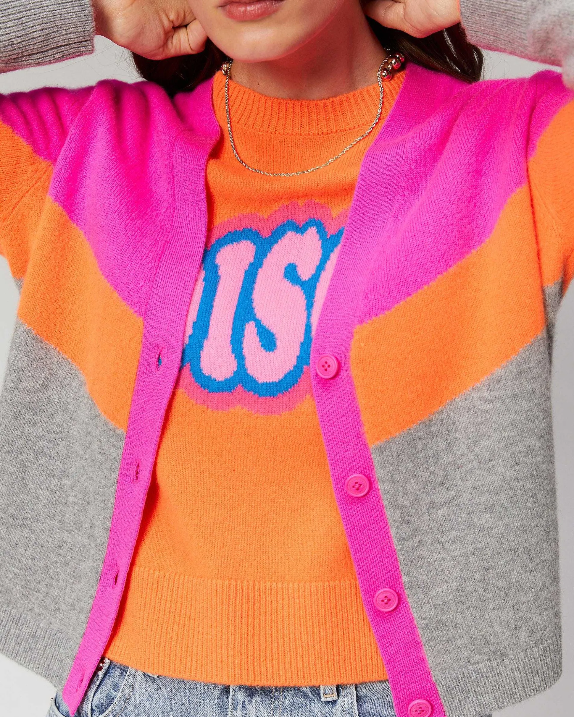 Pull Cardigan Tricolore Leger