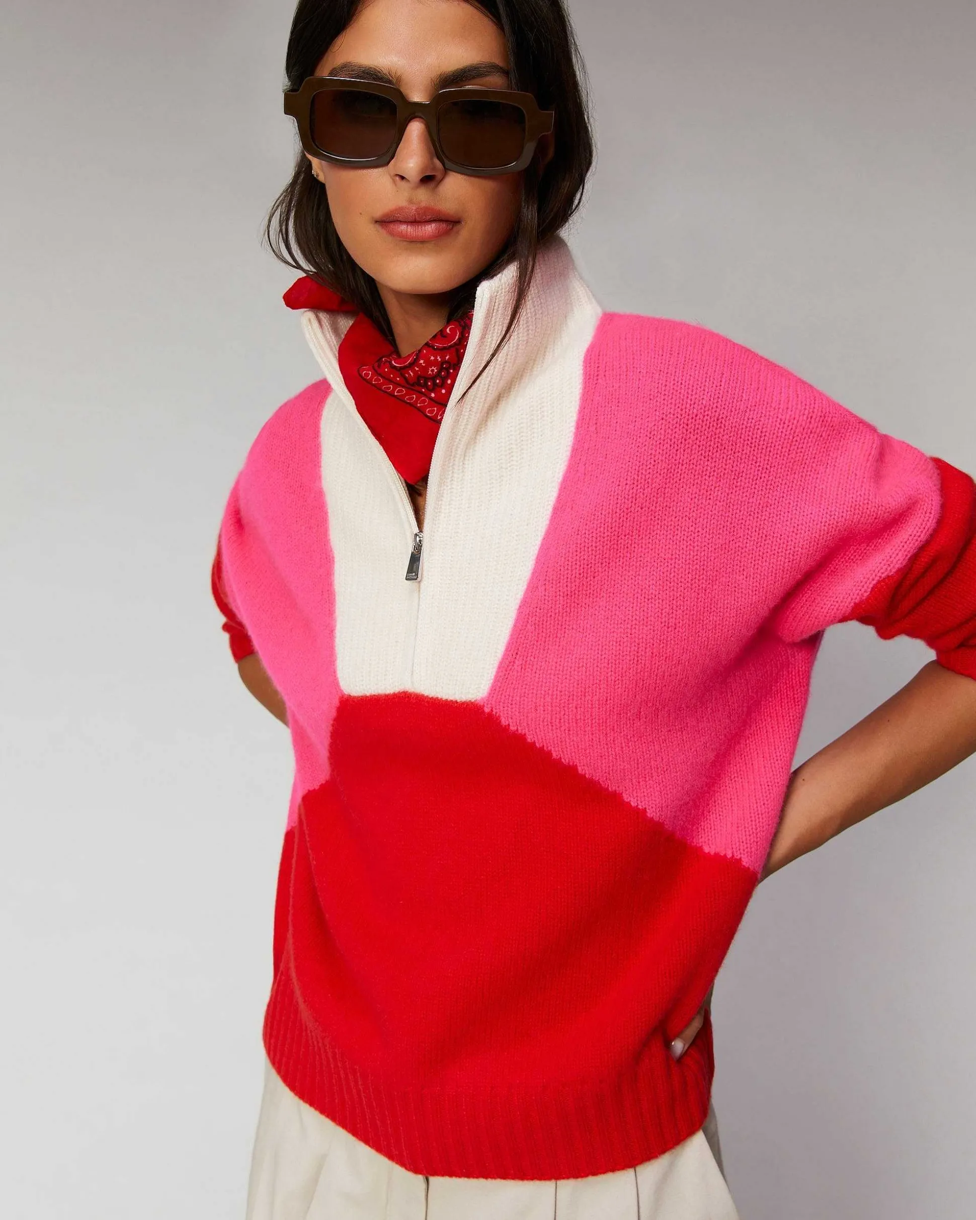 Pull Col Camionneur Tricolore