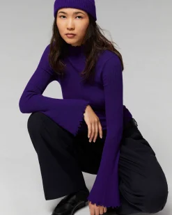 Pull Col Montant A Cotes Manches Evasees