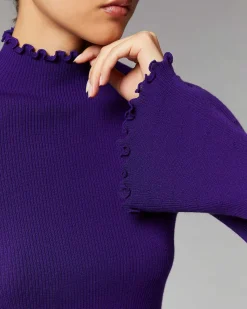 Pull Col Montant A Cotes Manches Evasees