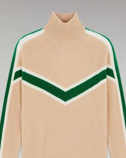 Pull Col Montant Bandes Contrastees Leger