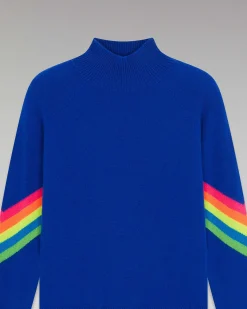 Pull Col Montant Bandes Manches Multico Leger