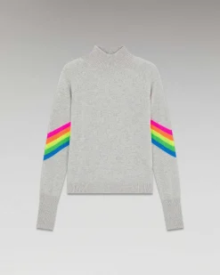 Pull Col Montant Bandes Manches Multico Leger