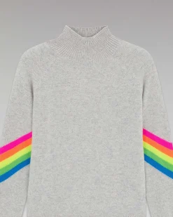 Pull Col Montant Bandes Manches Multico Leger