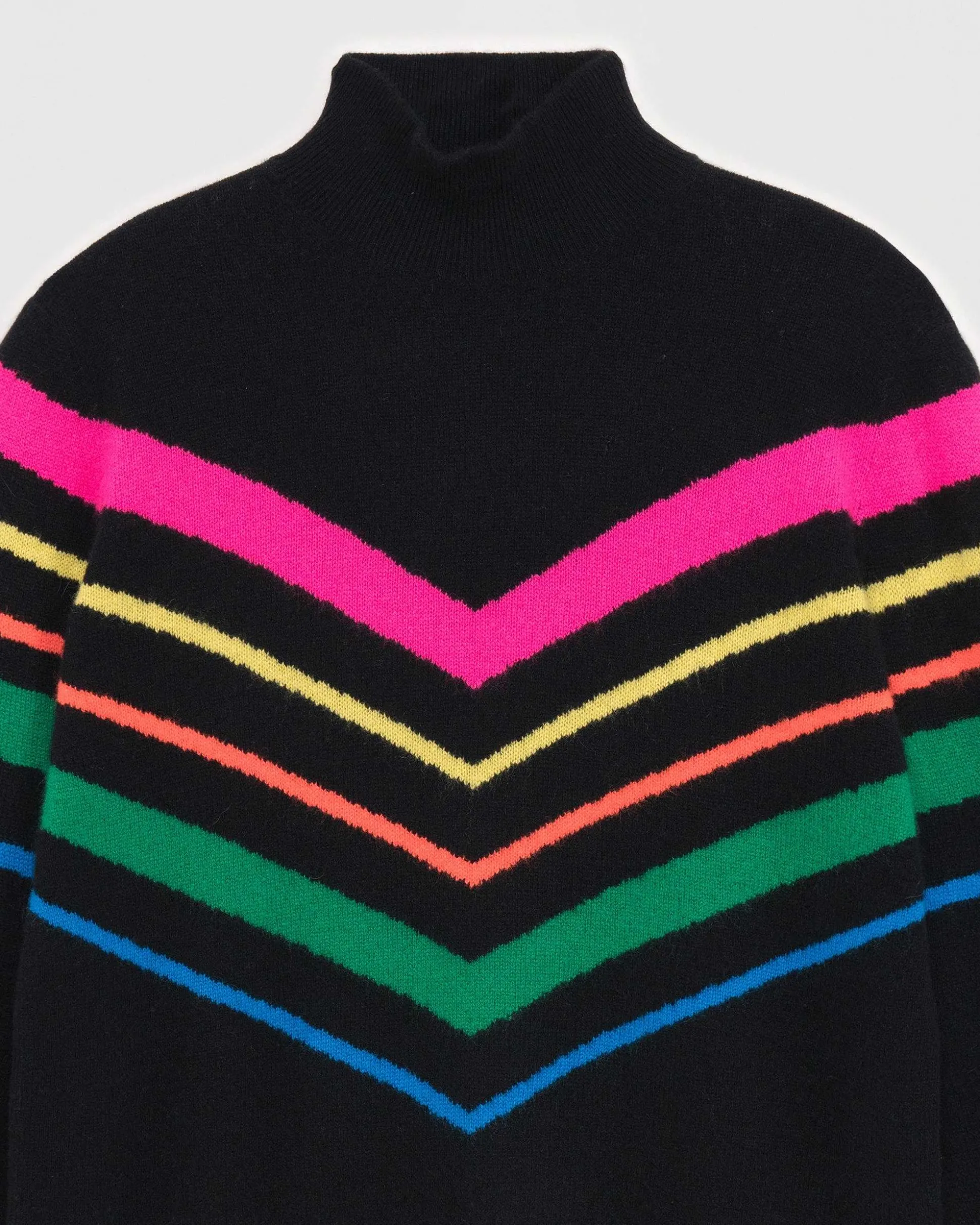 Pull Col Montant Bandes Multicolore Leger