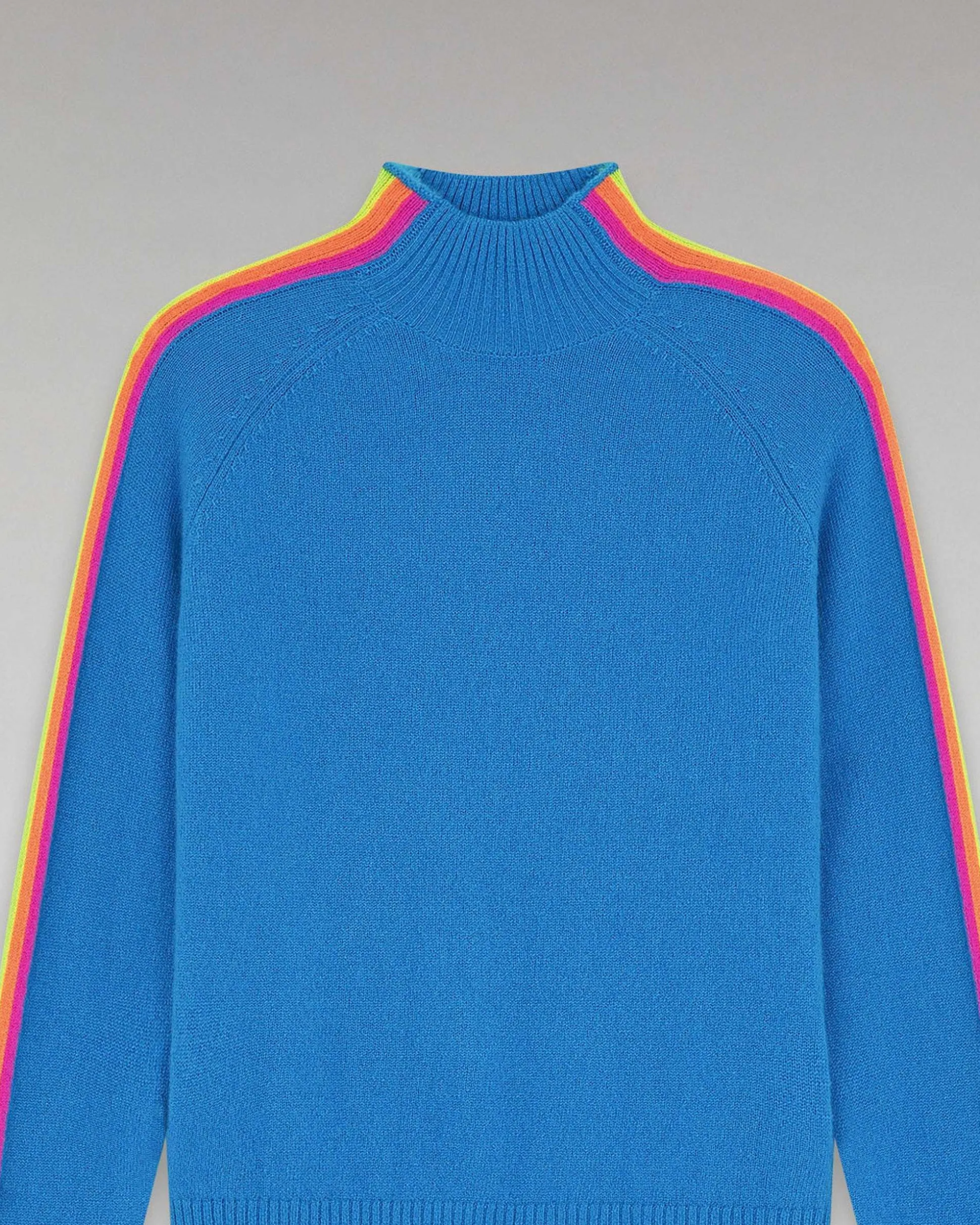 Pull Col Montant Bandes Manches Multicolore Leger