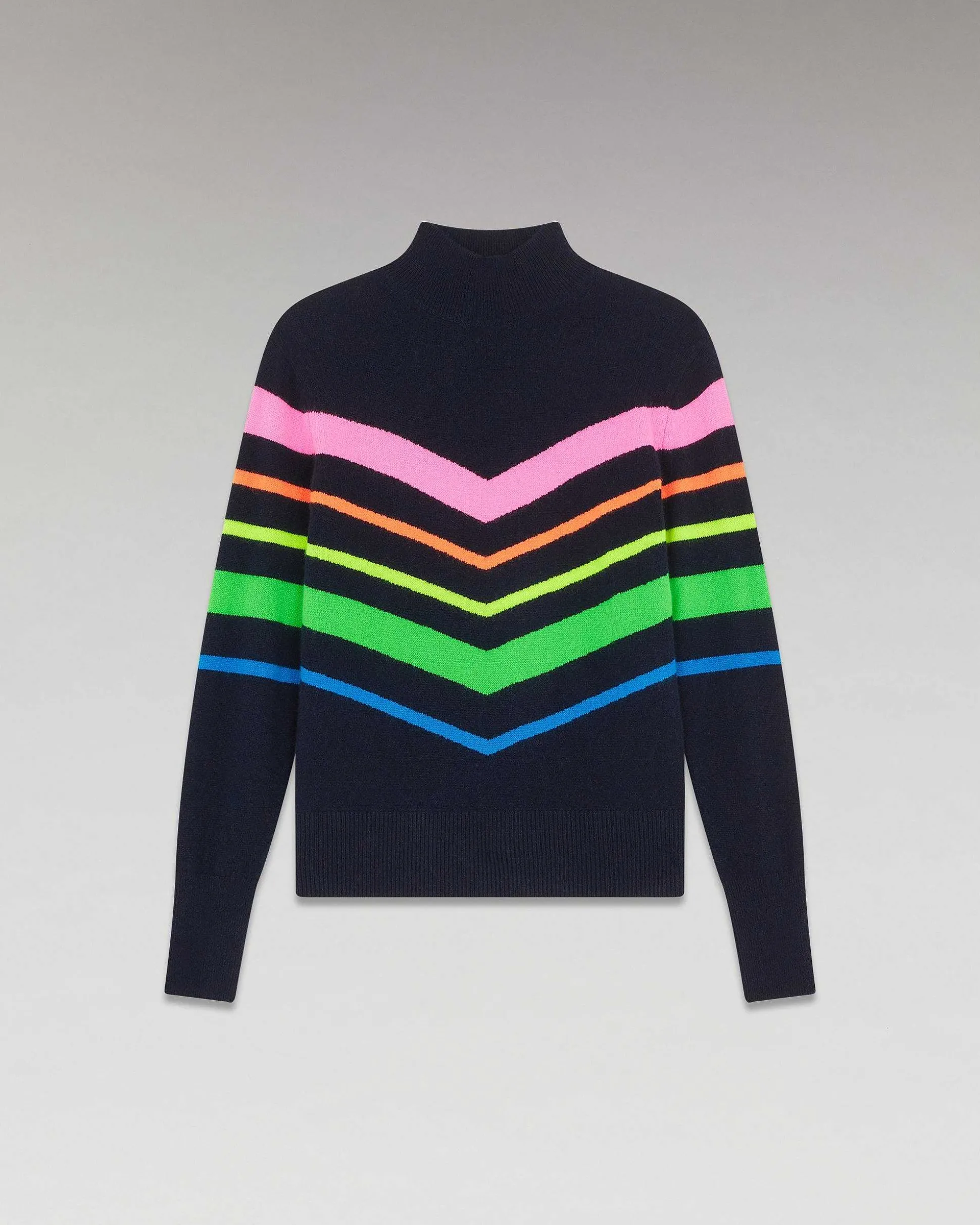 Pull Col Montant Bandes Multicolore Leger