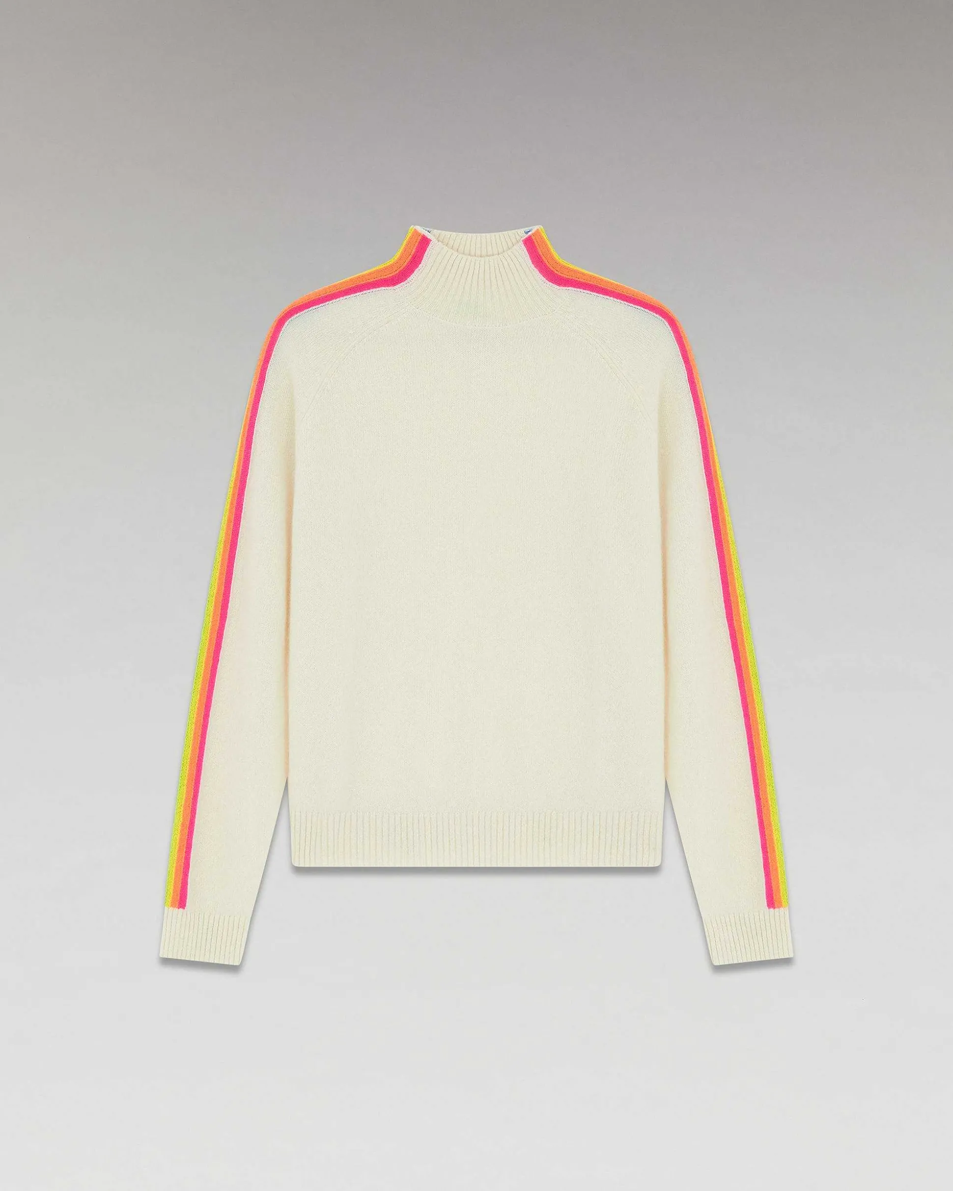 Pull Col Montant Bandes Manches Multicolore Leger