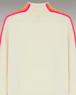 Pull Col Montant Bandes Manches Multicolore Leger