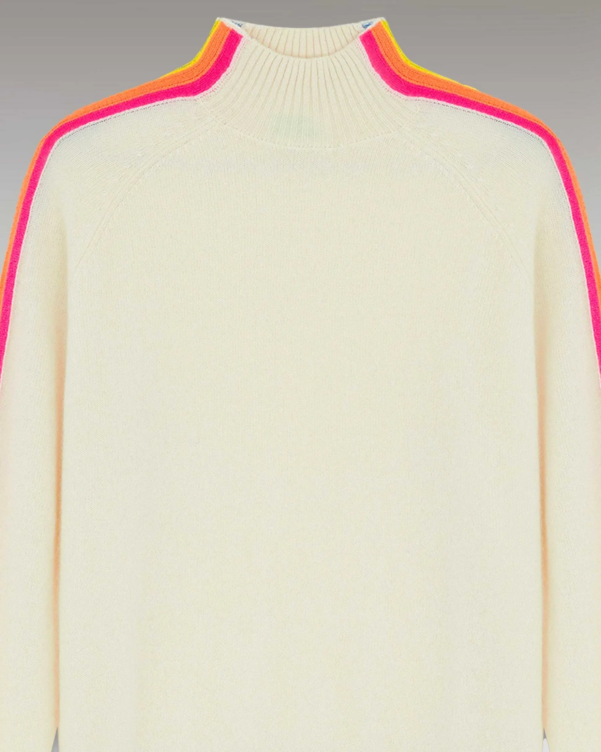 Pull Col Montant Bandes Manches Multicolore Leger