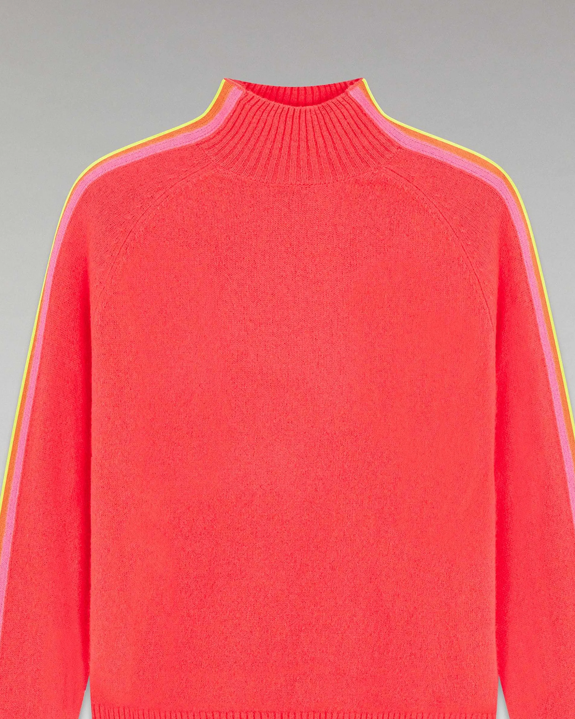 Pull Col Montant Bandes Manches Multicolore Leger