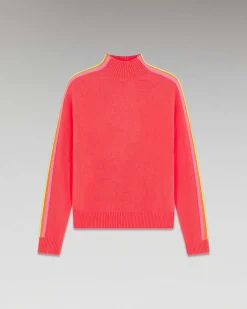 Pull Col Montant Bandes Manches Multicolore Leger