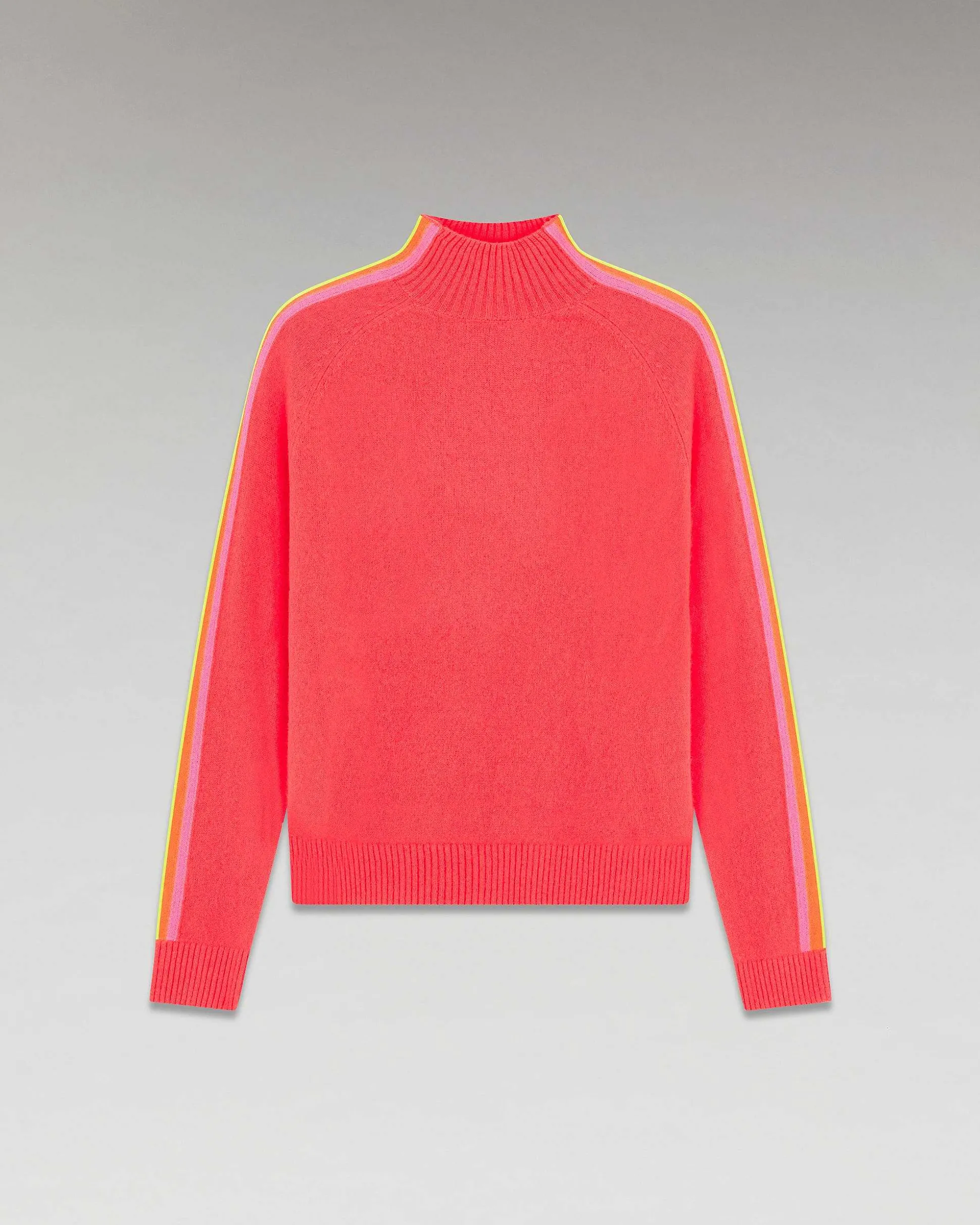 Pull Col Montant Bandes Manches Multicolore Leger