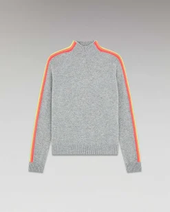 Pull Col Montant Bandes Manches Multicolore Leger
