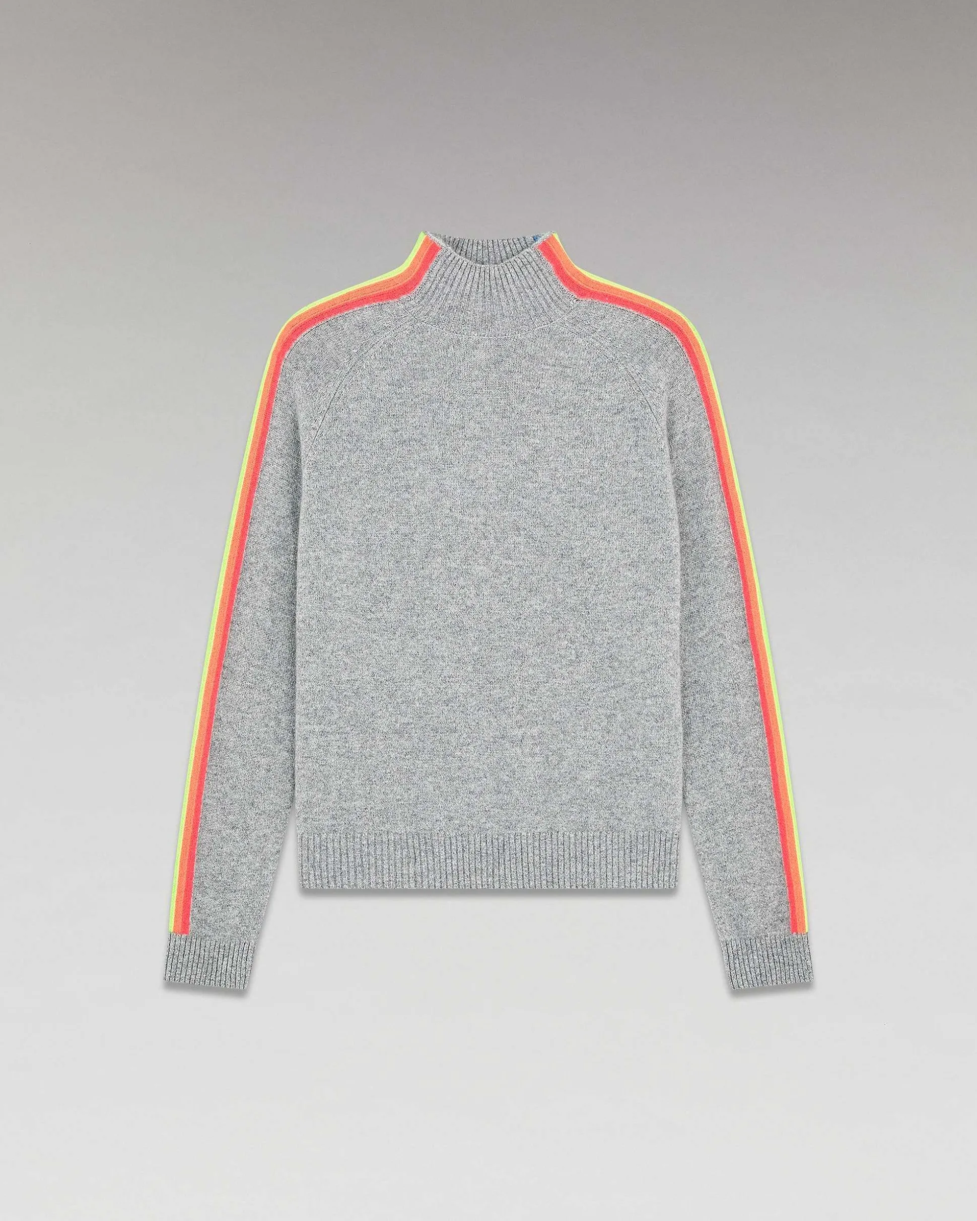 Pull Col Montant Bandes Manches Multicolore Leger