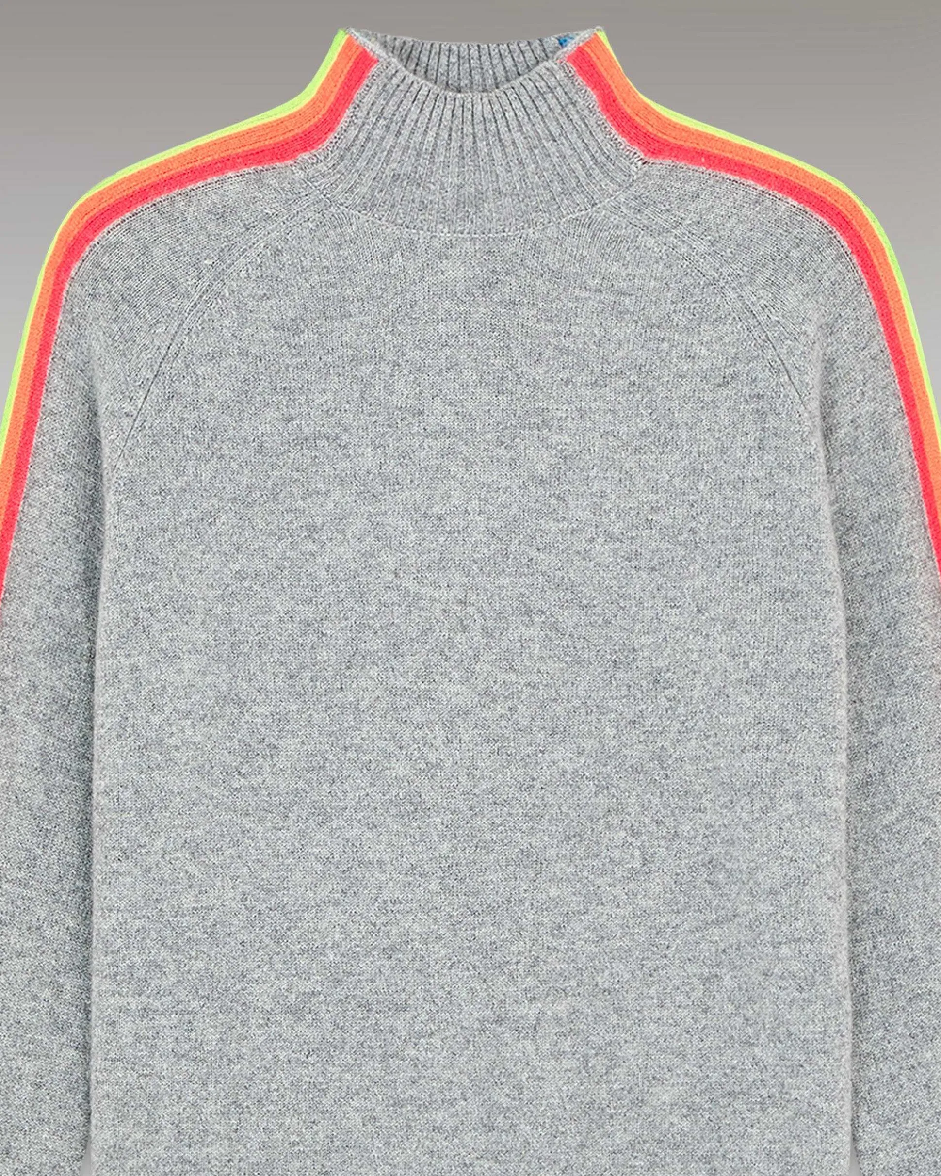 Pull Col Montant Bandes Manches Multicolore Leger