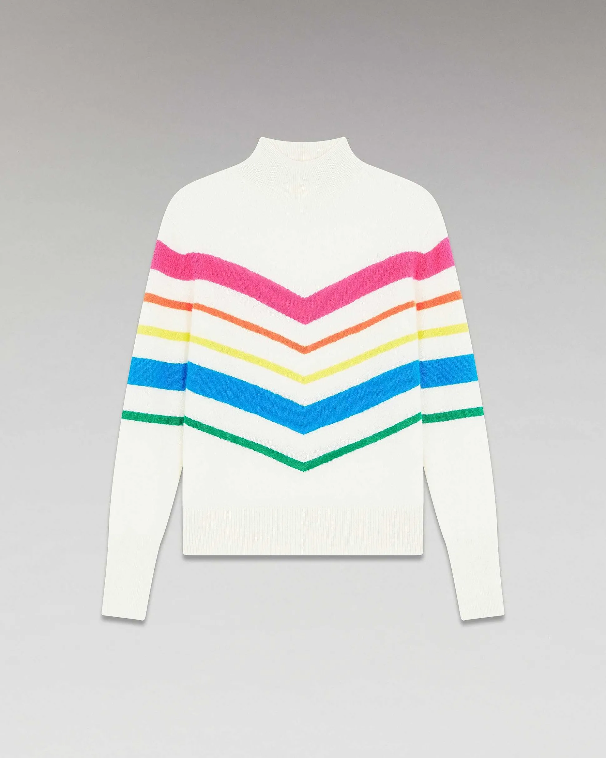 Pull Col Montant Bandes Multicolore Leger