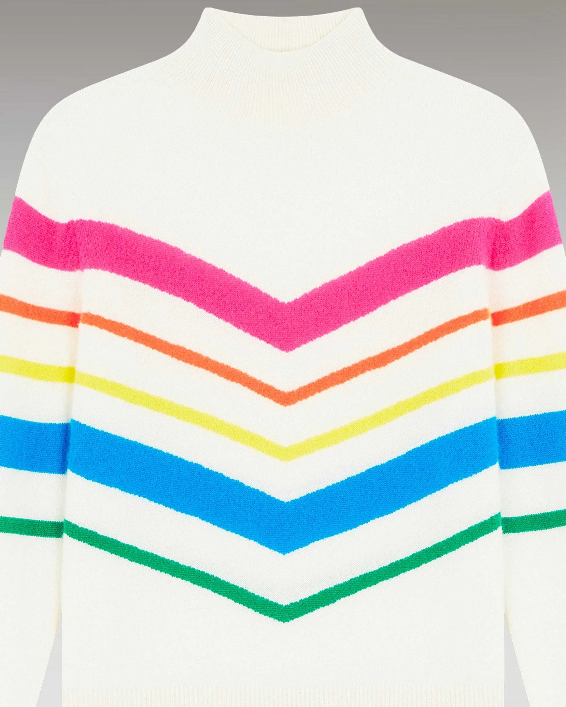 Pull Col Montant Bandes Multicolore Leger