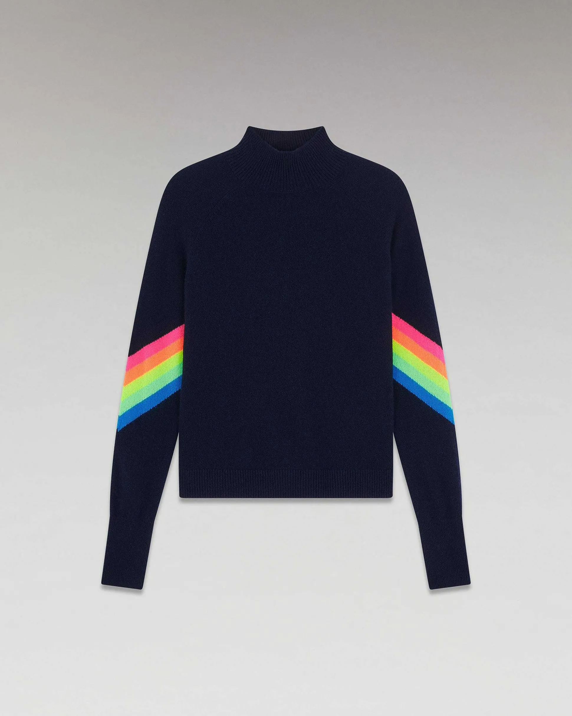 Pull Col Montant Bandes Manches Multico Leger