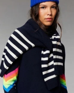 Pull Col Montant Bandes Manches Multico Leger