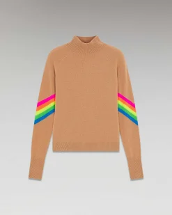 Pull Col Montant Bandes Manches Multico Leger