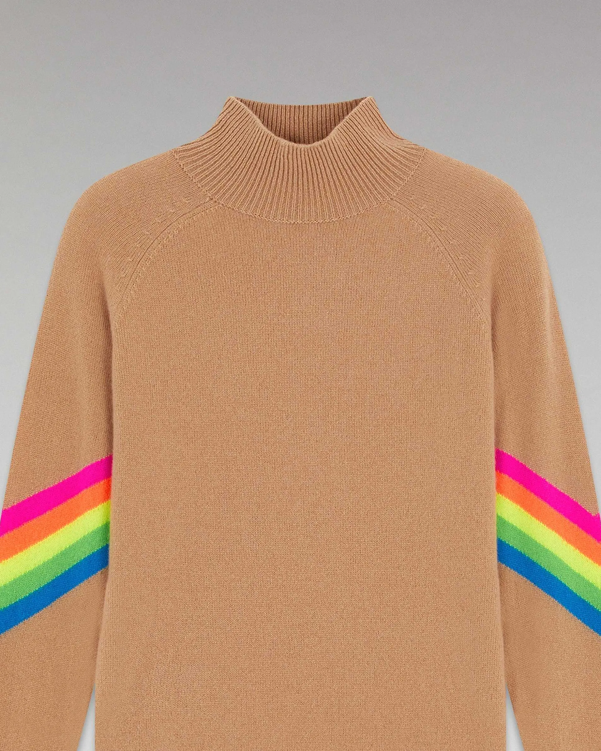 Pull Col Montant Bandes Manches Multico Leger