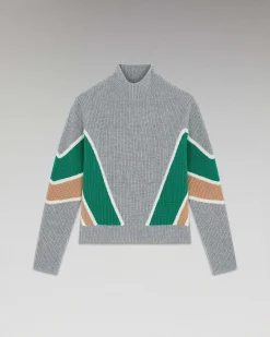 Pull Col Montant Bandes Tricolores
