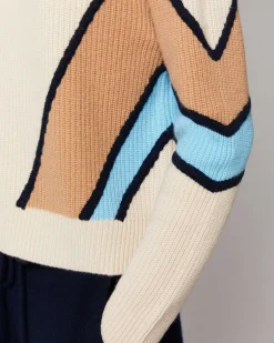 Pull Col Montant Bandes Tricolores