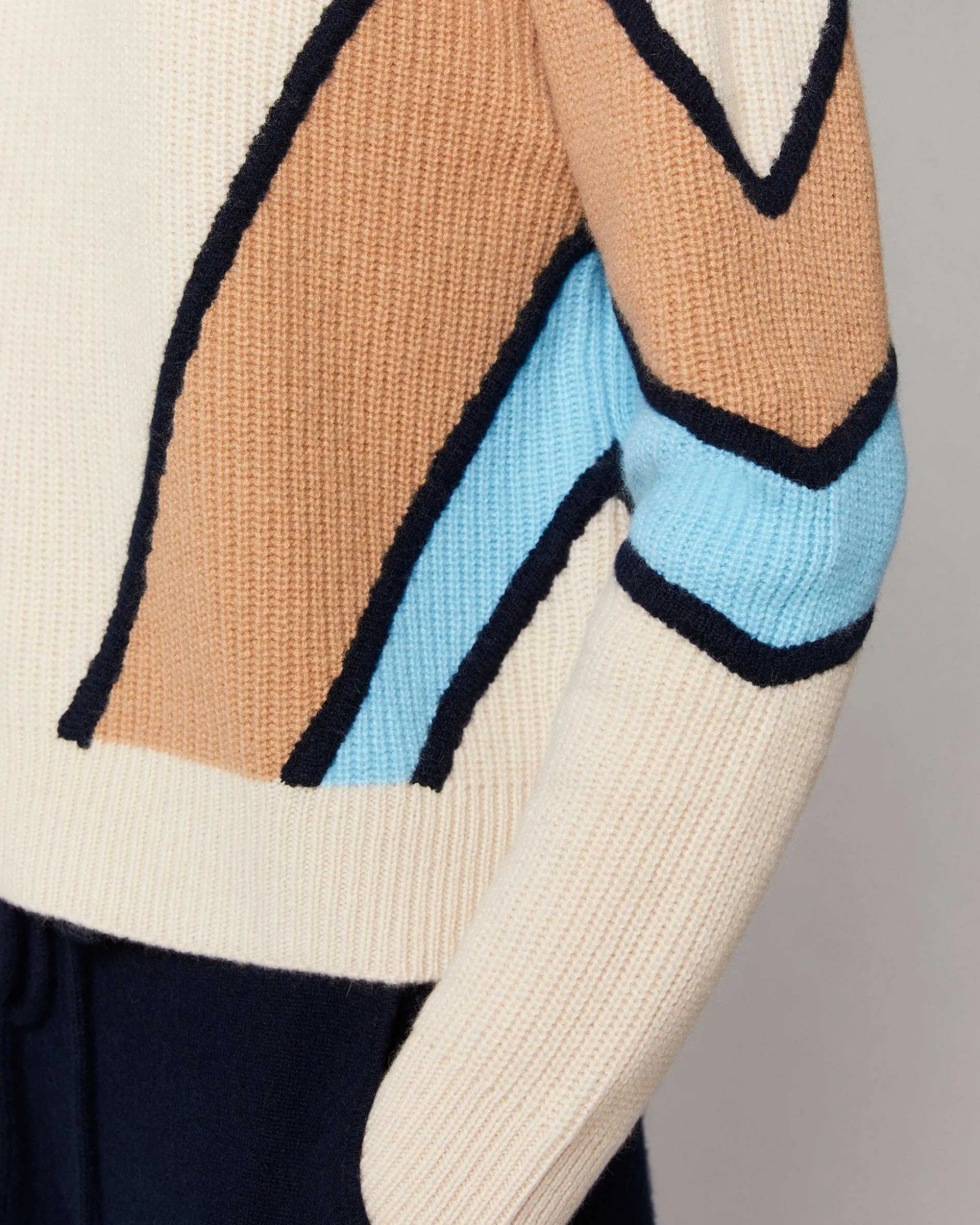 Pull Col Montant Bandes Tricolores