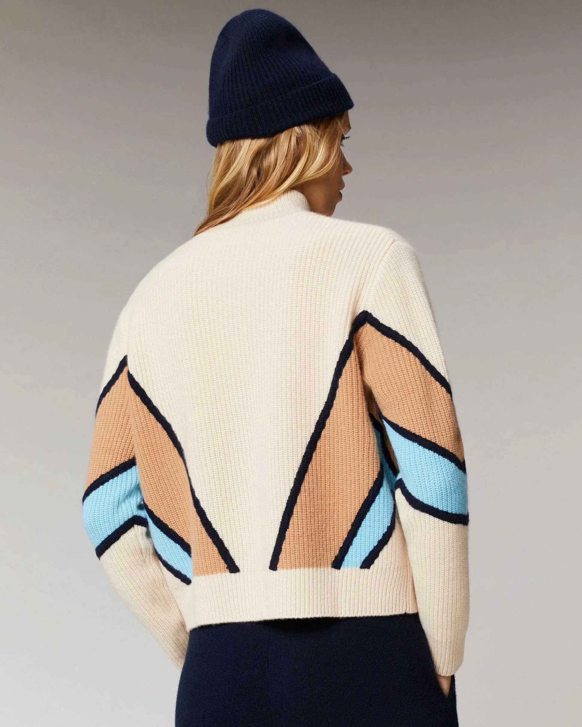 Pull Col Montant Bandes Tricolores