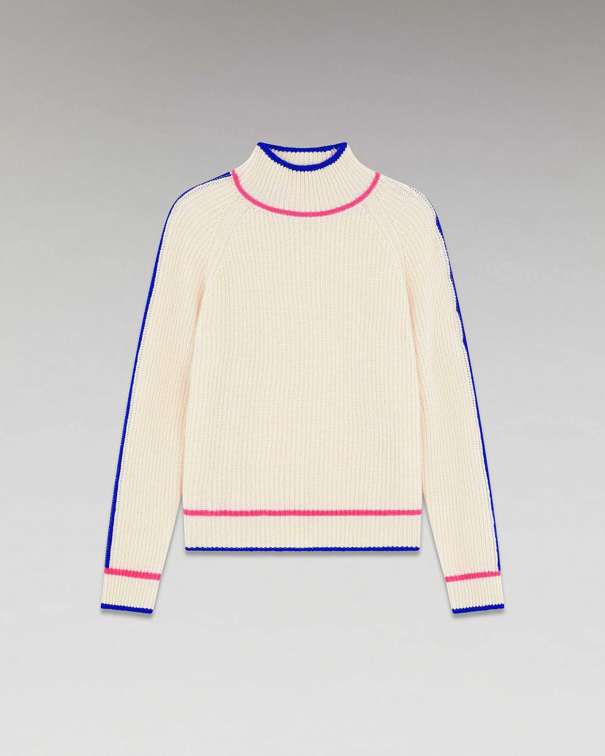 Pull Col Montant Tricolore Maille Perlee