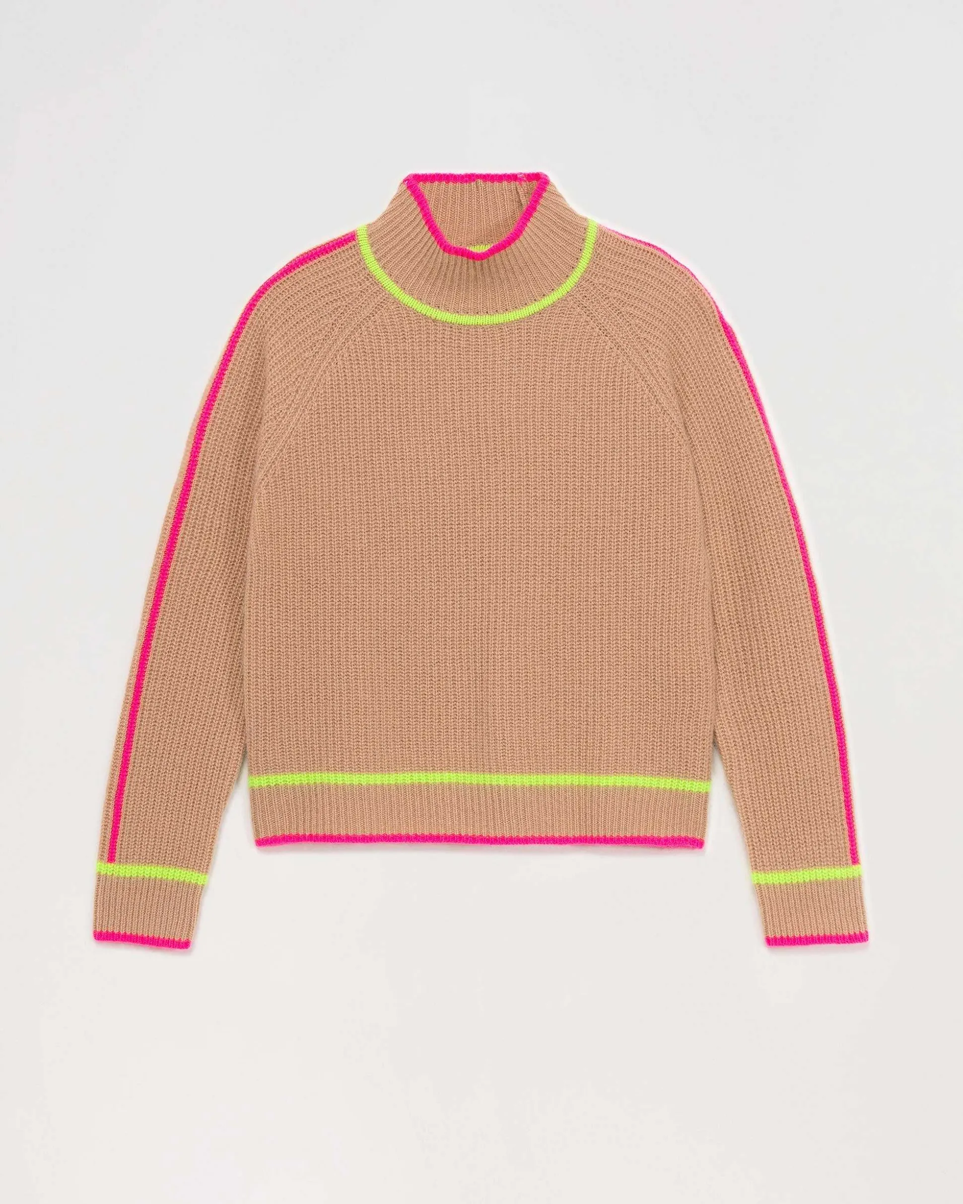 Pull Col Montant Tricolore Maille Perlee