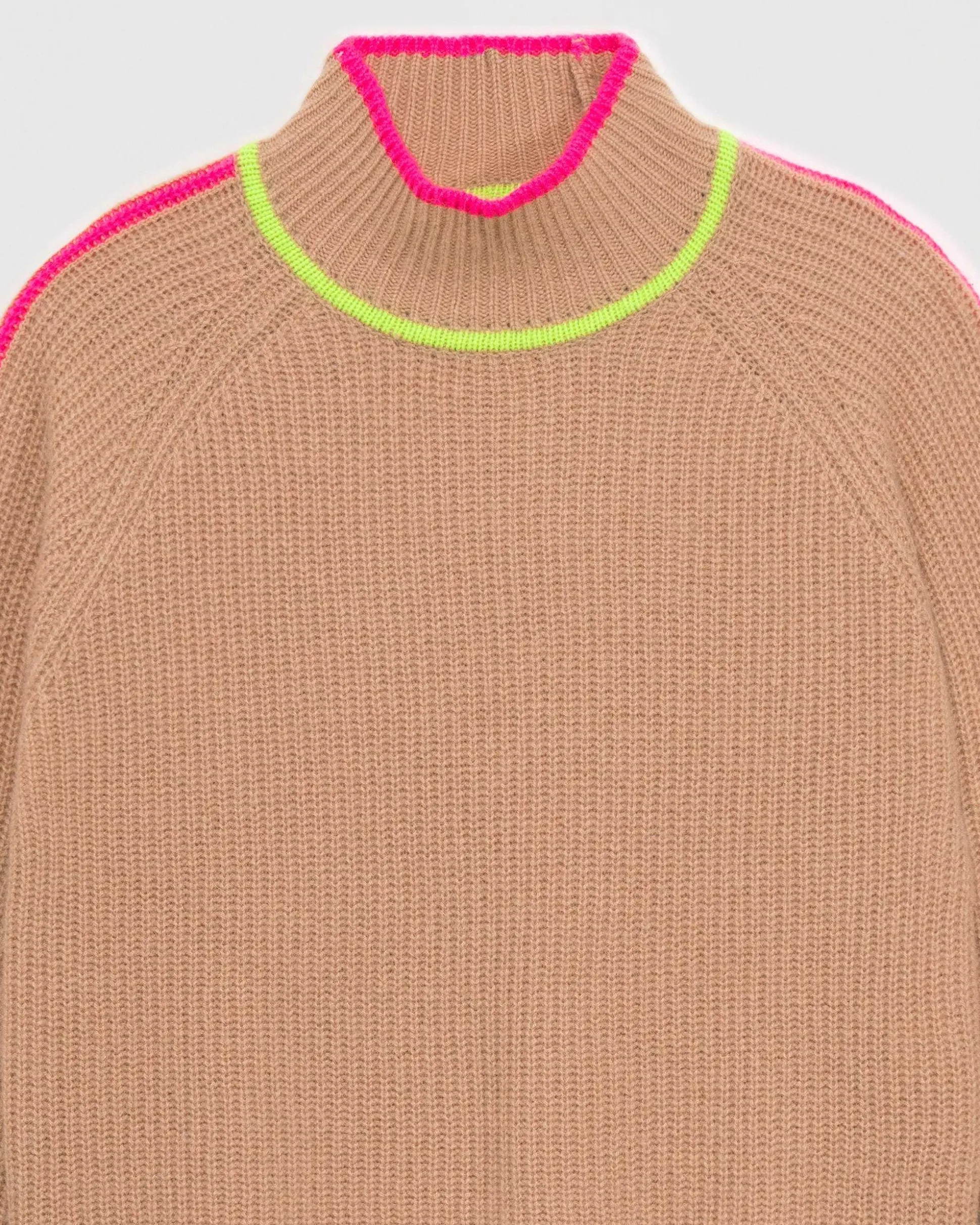 Pull Col Montant Tricolore Maille Perlee