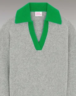 Pull Col Polo Oversize Bicolore